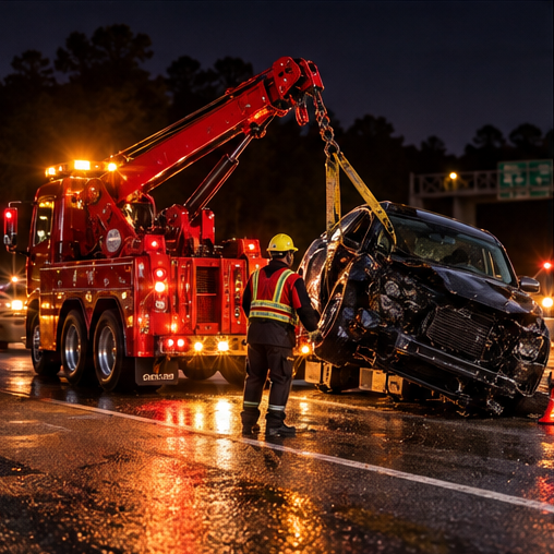Professional nighttime accident recovery